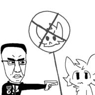angry animated badge blood closed_mouth clothes furry gun hair hate killer mauzymice murder pistol redraw shooting sign smile soyjak variant:chudjak // 500x500 // 20.9KB