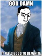 angry arm blue_shirt book bowtie button buttoned_shirt closed_mouth clothes cloud glasses hair holding_book holding_object impact_font joseph_smith looking_to_the_right memegenerator_net mormonism sky soyjak text variant:chudjak watermark white_skin // 594x800 // 450.6KB