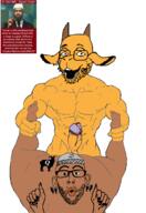 2soyjaks brown_skin buff clothes ear full_body glasses goat hat islam meta:tagme naked nsfw open_mouth penis sex soyjak stubble text variant:goatjak variant:nojak zoophile // 788x1146 // 315.2KB