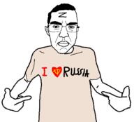arm closed_mouth clothes communism ear glasses hair hammer_and_sickle hand heart i_love pointing russia russo_ukrainian_war soyjak subvariant:chudjak_front text tshirt variant:chudjak variant:shirtjak z_(russian_symbol) // 618x559 // 106.5KB