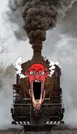 angry ear fume glasses irl irl_background objectsoy open_mouth red red_skin smoke soyjak stretched_mouth stubble train tree variant:markiplier_soyjak // 1280x2232 // 334.1KB