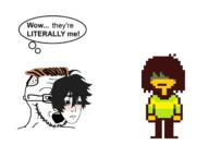 brown_hair deltarune glasses hair kris_(deltarune) mask open_mouth soyjak stubble text thought_bubble twinkjak variant:soyak video_game zoomer // 4032x3024 // 1.2MB