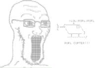 animated ascii glasses open_mouth roflcopter soyjak stubble text variant:soyak // 2000x1428 // 171.7KB