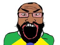 angry beard brazil brown_skin clothes country flag glasses hair open_mouth soyjak variant:science_lover // 800x600 // 86.7KB