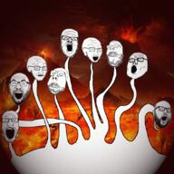 angry demon distorted glasses heads hell many multiple_soyjaks mustache open_mouth scared soyjak stubble tagme_new_variant variant:a24_slowburn_soyjak variant:classic_soyjak variant:gapejak variant:hot_sauce variant:markiplier_soyjak variant:tony_soprano_soyjak variant:unknown // 1080x1080 // 2.8MB