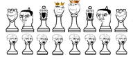 chess closed_mouth clothes crown ear glasses hair hat king multiple_soyjaks open_mouth smile soyjak stubble variant:chudjak variant:cobson variant:impish_soyak_ears variant:markiplier_soyjak variant:soyak // 1300x580 // 190.1KB