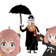 angry anime anya_forger arm bag blood bloodshot_eyes clenched_teeth clothes ear female full_body glasses hand hat holdoling mary_poppins nosebleed open_mouth pink_hair pointing shoe soy_parody soyjak spy_x_family stubble subvariant:feralrage umbrella variant:feraljak variant:two_pointing_soyjaks vein yellow_teeth // 1100x1100 // 458.3KB