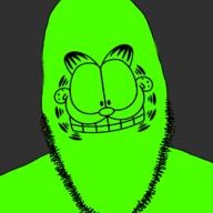 animal cat closed_mouth garfield glowing glownigger green_skin grin limefield soyjak stubble variant:cobson // 721x720 // 101.6KB