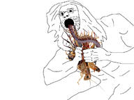 animal arm bug eating glasses hair hand holding_object leg open_mouth soyjak stubble variant:unknown // 1200x900 // 321.2KB