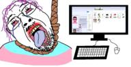 4chan bloodshot_eyes computer crying flag glasses hair hanging keyboard multiple_soyjaks mustache open_mouth pc purple_hair rope screen soyjak stubble suicide tongue tranny variant:bernd variant:chudjak yellow_teeth // 1388x716 // 543.0KB