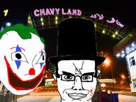 balloon batman_(series) blood clown dc_comics glasses irl_background joker_(2019) joker_(dc) killing kurd makeup smug variant:chudjak // 800x600 // 591.3KB
