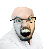 angry beard clothes glasses human jacksepticeye open_mouth realistic template variant:feraljak white_shirt // 2756x2756 // 1.5MB