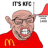 1488 amerimutt bell_curve brown_skin clenched_teeth closed_eyes ear fat food glasses graph its_over kfc lips mcdonalds obese red_shirt sad stubble text ugly united_states variant:feraljak wrinkles // 1024x1024 // 188.8KB