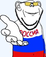 big_z cyrillic_text ear glasses hand looking_at_you russia smile soyjak stubble sunglasses variant:impish_soyak_ears // 930x1154 // 163.0KB