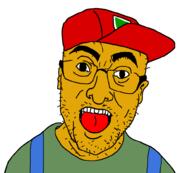 clothes glasses hat open_mouth sneed soyjak stubble the_simpsons tongue variant:unknown yellow_skin // 1000x900 // 24.2KB