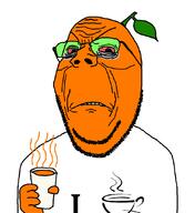 angry bloodshot_eyes clothes coffee froot glasses hand holding_object i_love java leaf orange_skin soyjak stubble subvariant:wholesome_soyjak tired variant:gapejak yellow_teeth // 1000x1091 // 61.5KB