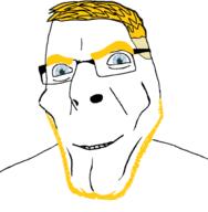 a10_eyes aryan blue_eyes glasses jawline looking_at_viewer looking_at_you nordic smile smirk stubble variant:cobson yellow_beard yellow_hair // 659x674 // 108.9KB