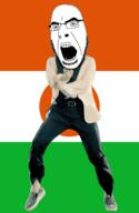 angry animated country dance flag full_body gangnam_style glasses irl niger open_mouth soyjak stubble variant:cobson // 300x460 // 502.7KB