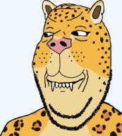 animal ear fangs leopard looking_to_the_left smile soyjak stubble teeth variant:gapejak // 900x998 // 93.1KB