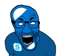 arm blue blue_skin clothes glasses open_mouth skype soyjak stubble tshirt variant:el_perro_rabioso white_eyes // 427x400 // 20.3KB