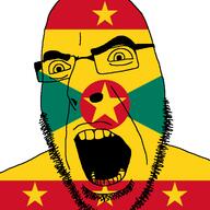angry country flag flag:grenada glasses grenada open_mouth soyjak star stubble variant:cobson // 721x720 // 34.9KB