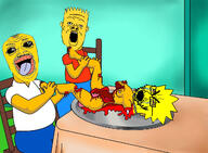 3soyjaks aged_up bart_simpson blood blue_background cannibalism censored clothes deformed drawing gore homer_simpson kitchen lips lisa_simpson meta:pornographic_content mustache oh_my_god_she_is_so_attractive orange_shirt soyjak stubble subvariant:jerome table the_simpsons tongue variant:a24_slowburn_soyjak variant:alicia variant:its_out_get_in_here variant:soyak white_shirt yellow_skin // 1280x943 // 799.2KB