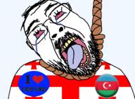 azerbaijan badge bloodshot_eyes crying discord flag flag:azerbaijan flag:georgia georgia glasses hair hanging heart i_love mustache open_mouth rope soyjak stubble suicide tongue variant:bernd yellow_teeth // 975x716 // 120.3KB