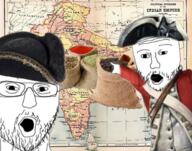 2soyjaks arm british clothes glasses hand hat history india map mustache open_mouth pointing soyjak spices stubble tea united_kingdom variant:two_pointing_soyjaks // 1498x1182 // 2.6MB