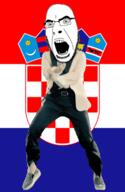 angry animal animated country crescent croatia dance flag flag:croatia full_body gangnam_style glasses goat irl open_mouth shield soyjak star star_and_crescent stubble variant:cobson weasel // 300x460 // 496.7KB