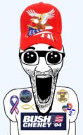 9_11 arm army badge cap clothes country dick_cheney flag george_bush_jr glasses hat israel oh_my_god_she_is_so_attractive open_mouth soyjak stubble subvariant:el_perro_loco text tshirt united_states variant:el_perro_rabioso // 1278x2072 // 1.4MB