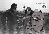 2soyjaks chernobyl closed_mouth glasses hand qa_(4chan) seal smile soyjak stubble text thumbs_up variant:markiplier_soyjak // 1794x1262 // 845.3KB