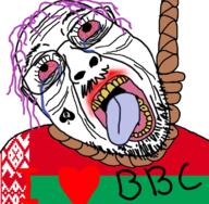 bbc belarus bloodshot_eyes clothes country crying flag flag:belarus glasses hanging heart i_love mustache open_mouth purple_hair queen_of_spades rope soyjak stubble suicide text tired tongue tranny tshirt variant:bernd // 726x711 // 507.5KB