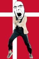 angry animated country cross dance denmark flag flag:denmark full_body gangnam_style glasses irl open_mouth soyjak stubble variant:cobson // 300x460 // 504.9KB