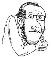black_and_white closed_mouth clothes ear glasses happy_merchant hat jewish_nose judaism kippah looking_at_you neutral rubbing_hands stubble variant:markiplier_soyjak // 218x255 // 17.9KB