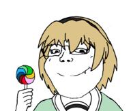 anime blond clothes glasses hand higurashi holding_lollipop holding_object houjou_satoko loli lollipop smile subvariant:soylita variant:gapejak // 1012x861 // 50.2KB