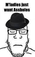 closed_eyes closed_mouth clothes fedora frown glasses hat its_over soyjak stubble text variant:markiplier_soyjak // 800x1300 // 307.3KB