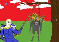 2soyjaks ack adeptus_astartes arm blond blood bloodshot_eyes buff chaos chaos_space_marines closed_mouth crying drawn_background full_body glasses hair hand hanging holding_object lynching mustache neovagina open_mouth primarch purple_hair roboute_guilliman rope skull smile soyjak space_marines stubble tongue tree variant:bernd variant:chudjak warhammer word_bearers yellow_hair yellow_teeth // 2100x1500 // 171.3KB