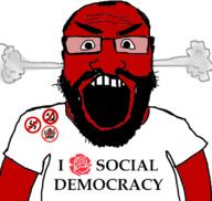 angry arm beard clothes communism fume glasses hair i_love monarchy nazi no_symbol open_mouth red_skin smoke social_democracy soyjak swastika text tshirt variant:science_lover // 800x759 // 171.5KB