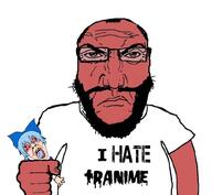 2soyjaks angry anime balding beard bloodshot_eyes blue_hair cirno clothes crunch crying female fist glasses hair hand holding_object i_hate murder open_mouth punisher_face red_face red_skin rm soyjak stubble text tongue touhou tshirt variant:gapejak variant:science_lover vidya white_skin yellow_teeth // 1017x935 // 413.6KB