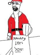 beard belt christmas closed_mouth glasses hand holding_object list naughty_list santa santa_hat smug variant:bartender // 466x644 // 32.6KB