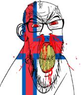 angry blood bloodshot_eyes clenched_teeth cracked_teeth ear faroe_islands flag flag:faroe_islands glasses mustache nosebleed red_eyes soyjak stubble subvariant:feralrage variant:feraljak vein yellow_teeth // 1347x1575 // 81.3KB