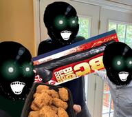 3soyjaks arm bbc beyond_chicken beyond_meat black_skin clothes dildo door food fried_chicken glasses glowing_eyes green_eyes hand holding_object inverted irl open_mouth penis pointing soyjak stubble thougher variant:soyak variant:thps_soyjak variant:two_pointing_soyjaks // 521x462 // 346.3KB