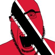 angry country flag glasses open_mouth soyjak stubble trinidad_and_tobago variant:cobson // 721x720 // 37.5KB