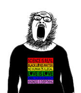 arm beard blm clothes glasses lgbt looking_down love mustache open_mouth rainbow science soyjak variant:ignatius // 656x748 // 170.4KB