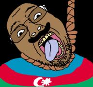 azerbaijan country flag glasses hanging mustache open_mouth soyjak stubble tongue variant:bernd // 768x719 // 44.5KB