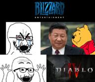 activision_blizzard animated arm bloodshot_eyes china crying diablo excited glasses hand hands_up open_mouth soyjak stubble thick_eyebrows variant:cryboy_soyjak variant:excited_soyjak video_game winnie_the_pooh xi_jinping // 845x729 // 220.2KB