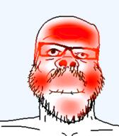 closed_mouth glasses holding_breath mustache red red_skin soyjak stubble variant:a24_slowburn_soyjak // 454x520 // 71.9KB