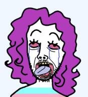incel bloodshot_eyes drawkleki kleki open_mouth purple_hair tranny tripfag variant:bernd // 633x694 // 19.6KB
