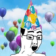 animated balloon clothes cloud excited glasses hair hat open_mouth party_hat variant:chudjak // 360x360 // 1.6MB
