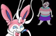 black_background blood crying full_body glasses hair mustache open_mouth pokemon purple_hair red_eyes skirt stubble suicide sylveon tongue tranny variant:bernd // 1079x700 // 63.3KB